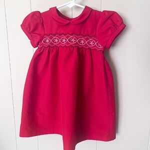 OshKosh B'gosh Red Smocked Babydoll Dress with Peter Pan Collar